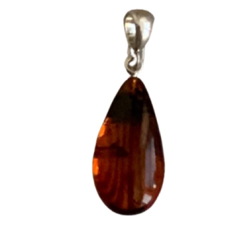 Sterling silver pendant and Amber  teardrop